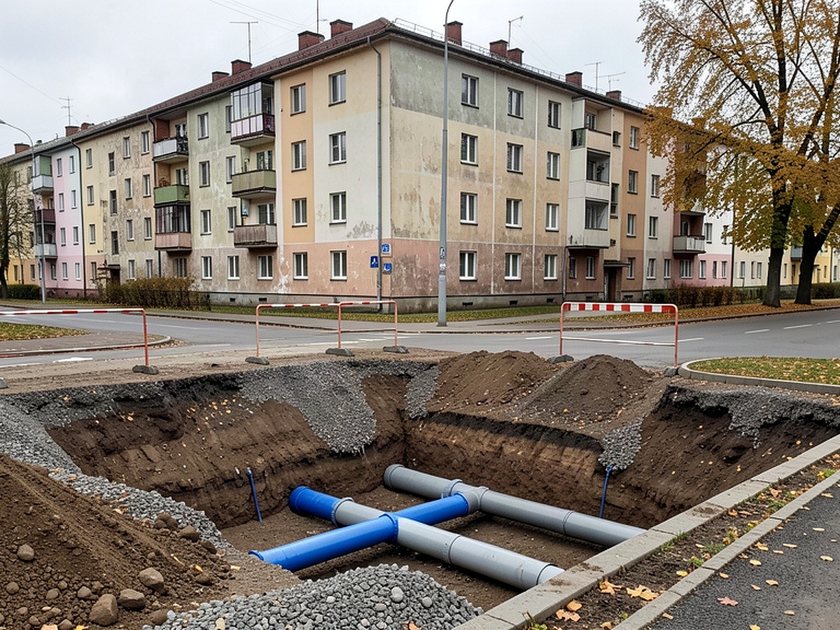 Rekonstrukce vodovodu a kanalizace v bytových domech na Hlavní třídě v Ostrově